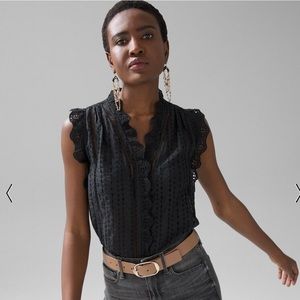 WHBM Sleeveless Eyelet Top in Black